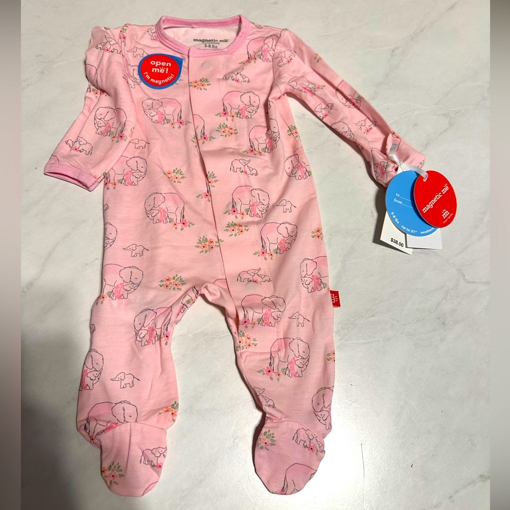 magnetic me modal nb newborn footie girls pink